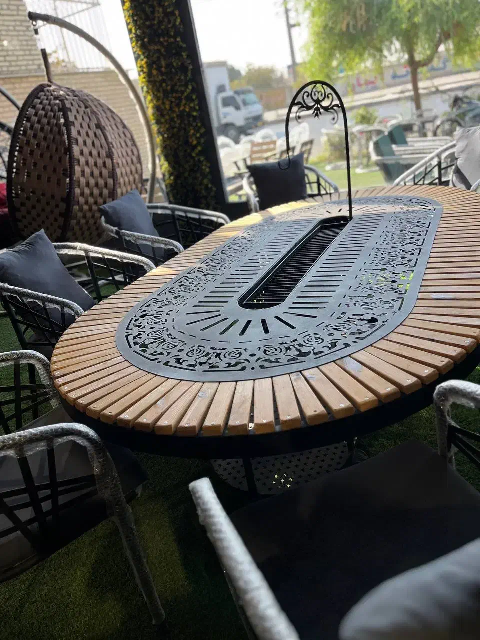 میز آتشکده cnc بیضی دورترمو ویلایی/روف گاردن|میز و صندلی غذاخوری|تهران, دهکده المپیک|دیوار