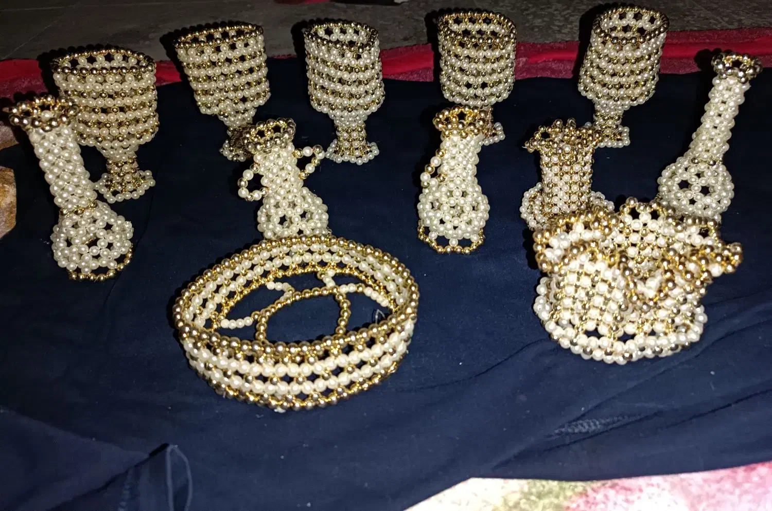 سرویس چایخوری مونجوق دوزی مروارید دوزی ناب|صنایع دستی و سایر لوازم تزئینی|تهران, فلاح|دیوار