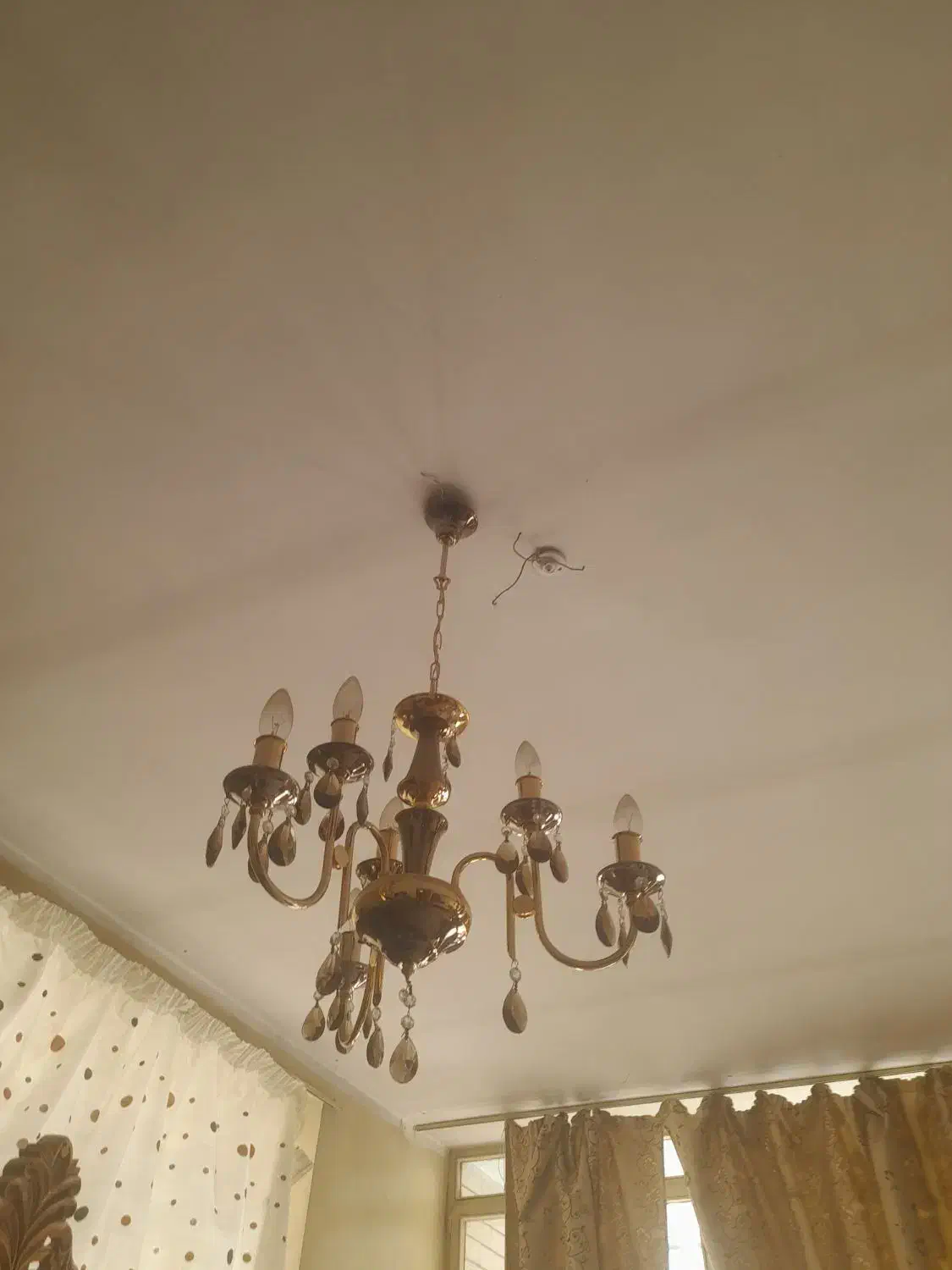 یک جفت لوستر برنجی سه شاخه شش شمعخور|لوستر و چراغ آویز|اصفهان, کوجان|دیوار