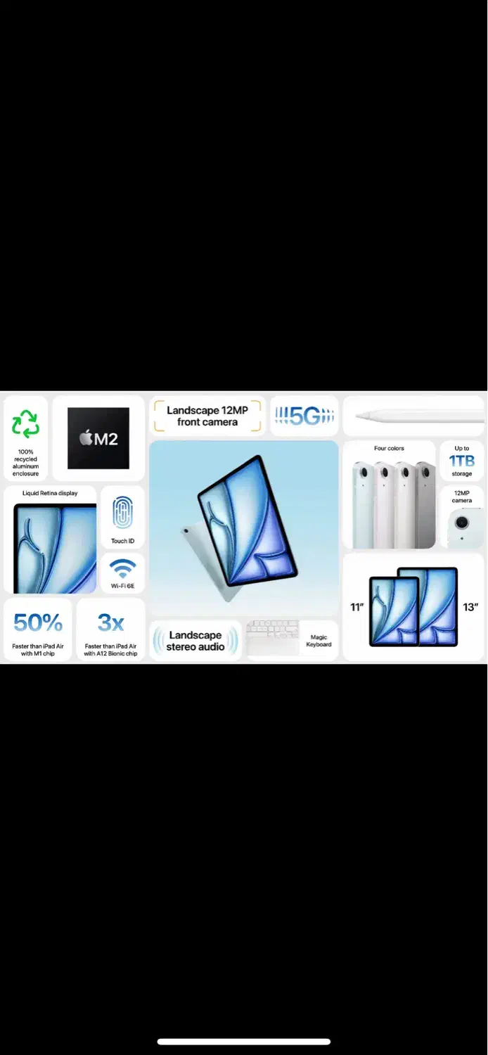 IPad Air 11inch M2 / ایپد ایر M2 (باطری 100%)|تبلت|تهران, مرزداران|دیوار