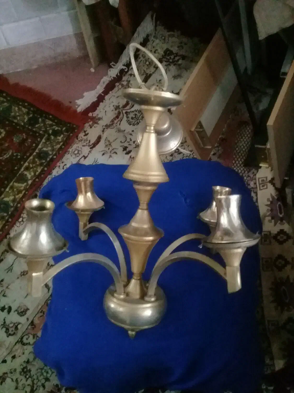 لوستر 4شعله برنز اصل|لوستر و چراغ آویز|اردبیل, |دیوار