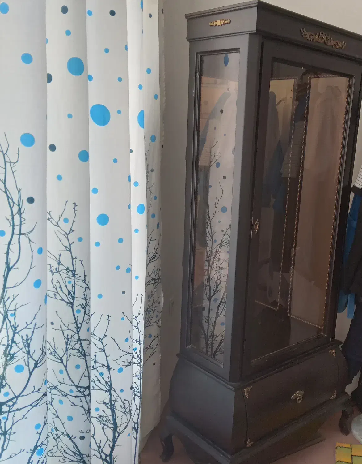 بوفه چوبی آیینه دار،دست دوم|بوفه، ویترین، کنسول|آباده, |دیوار