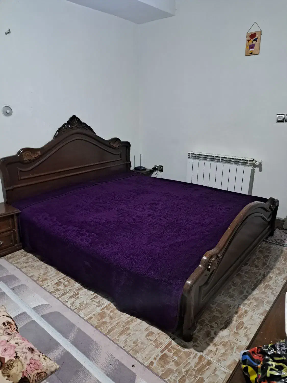 تخت دونفره چوبی به همراه خوش خواب طبی فنری|تخت و سرویس خواب|محمدیه-قزوین, |دیوار