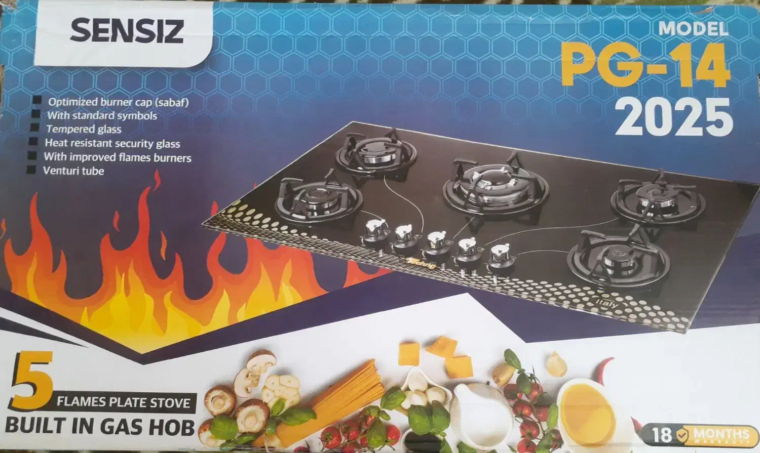 اجاق گاز رومیزی شیشه ای مدلSENSIZ پنج شعله تکنو|اجاق گاز و لوازم برقی پخت‌وپز|خوی, |دیوار