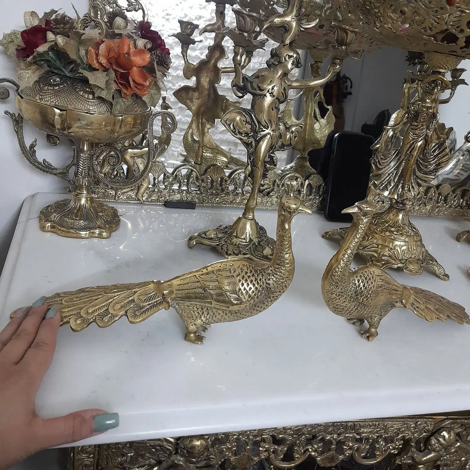فلامینگو و طاووس برنزی برنجی|مجسمه، تندیس، ماکت|تهران, شهرک بعثت|دیوار