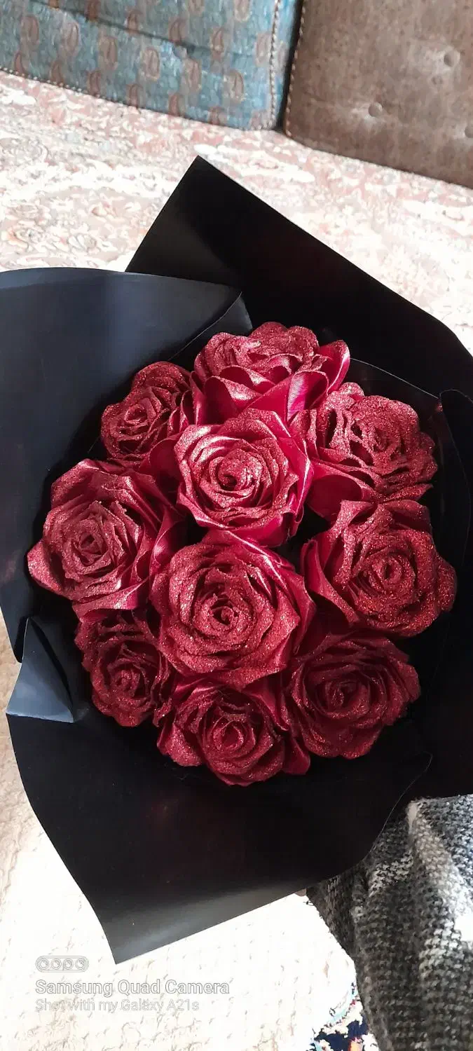 دسته گل رز ربانی شاین دار ۱۰عددی|گل مصنوعی|یزد, |دیوار