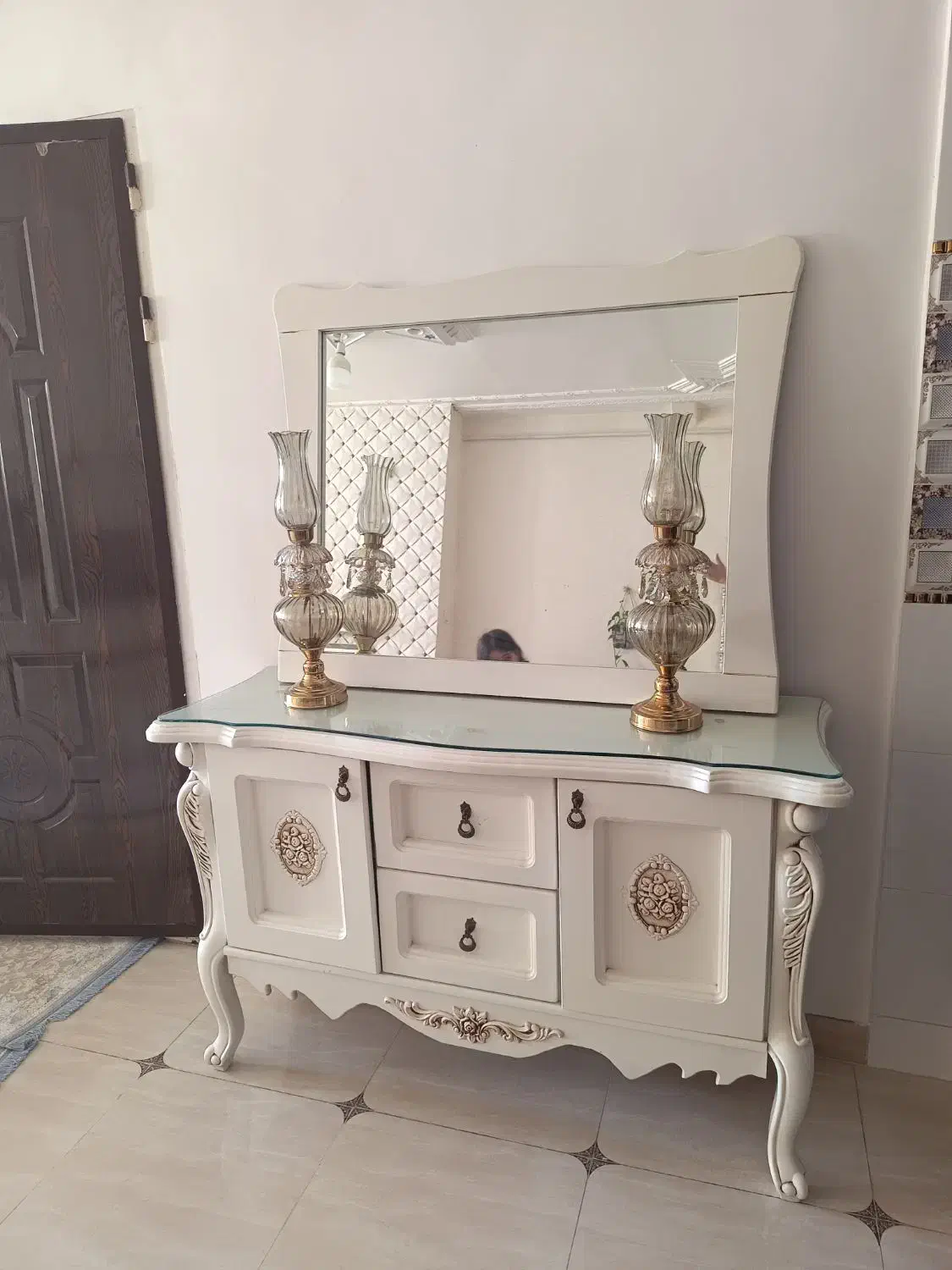 ست آینه کنسول وساعت ایستاده|بوفه، ویترین، کنسول|تاکستان, |دیوار