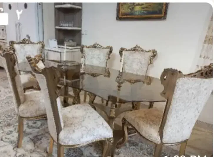 مبل ۹ نفره وناهار خوری ۶ نفره استیل ورق طلا|مبلمان خانگی و میز عسلی|نوشهر, |دیوار