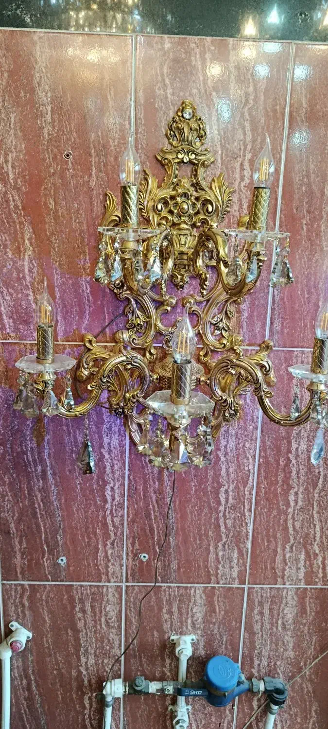 دیواری پنج شعله برنز سنگین قدیمی|کلکسیون اشیاء عتیقه|تکاب, |دیوار