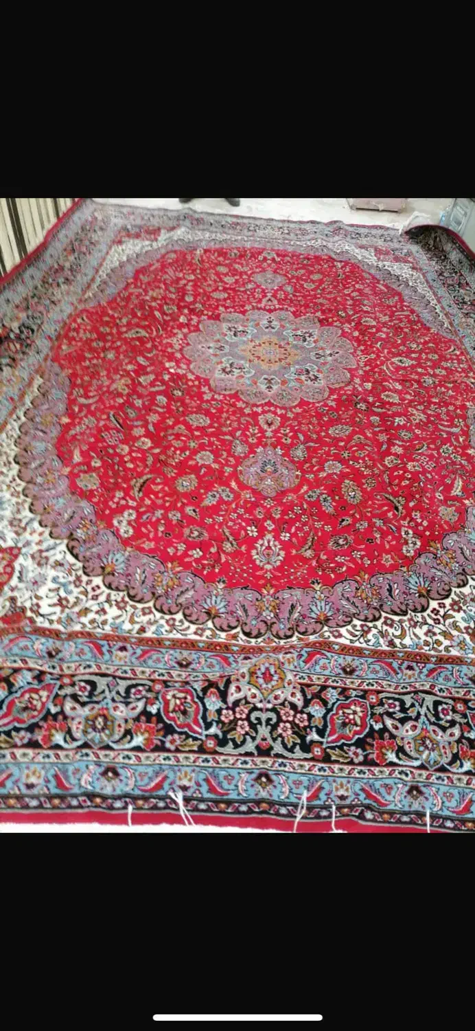 فرش ۱۲ متری ۲ عدد گل قرمز و کرم|فرش|خمین, |دیوار