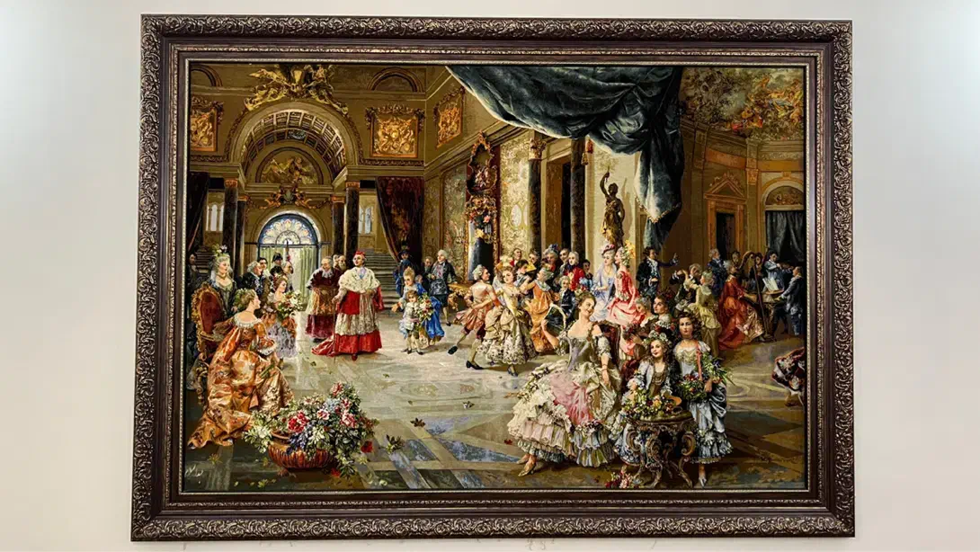 تابلو فرش اصلی بسیار نفیس ۱۲۰ در ۱۸۰ مهمانی پاپ|تابلو فرش|تهران, شهر زیبا|دیوار