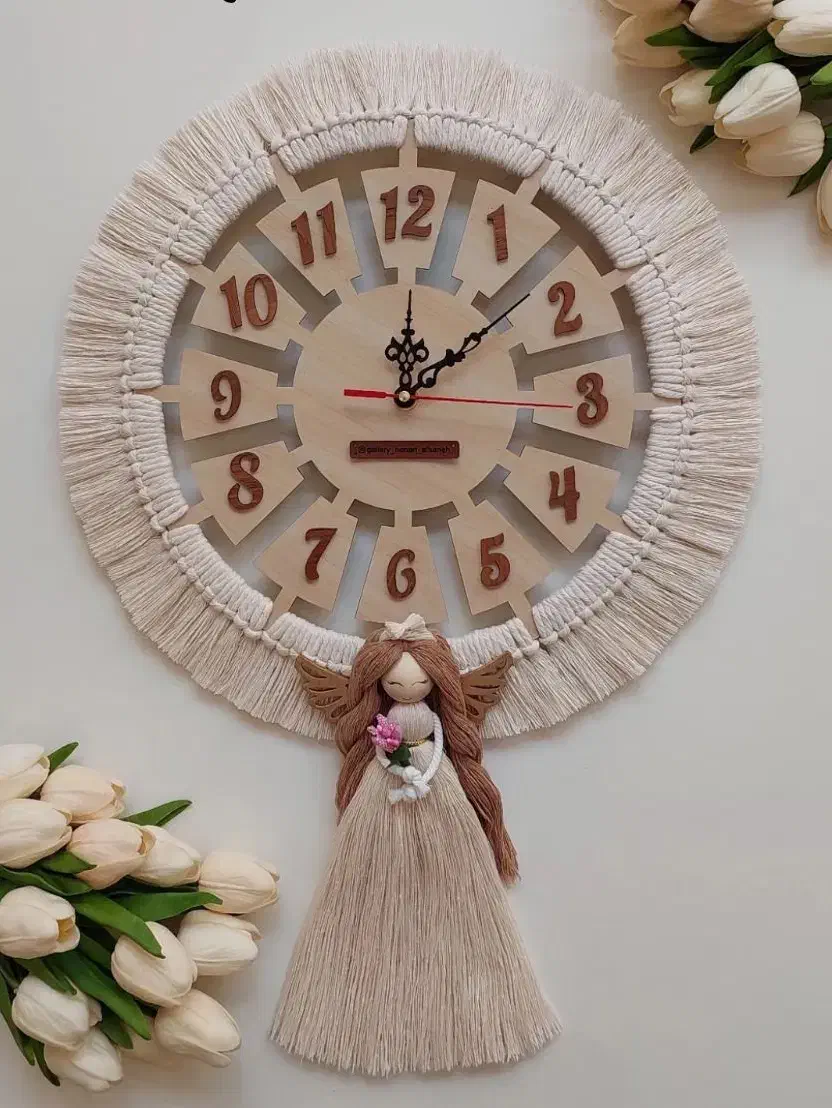 ساعت دیواری مکرومه بافی اتاق کودک|ساعت دیواری و تزئینی|تبریز, |دیوار