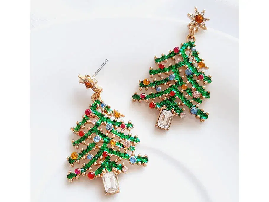 گوشواره آویز بلند کاج نگینی بدون پک چند رنگ|بدلیجات|رشت, پارک شهر|دیوار