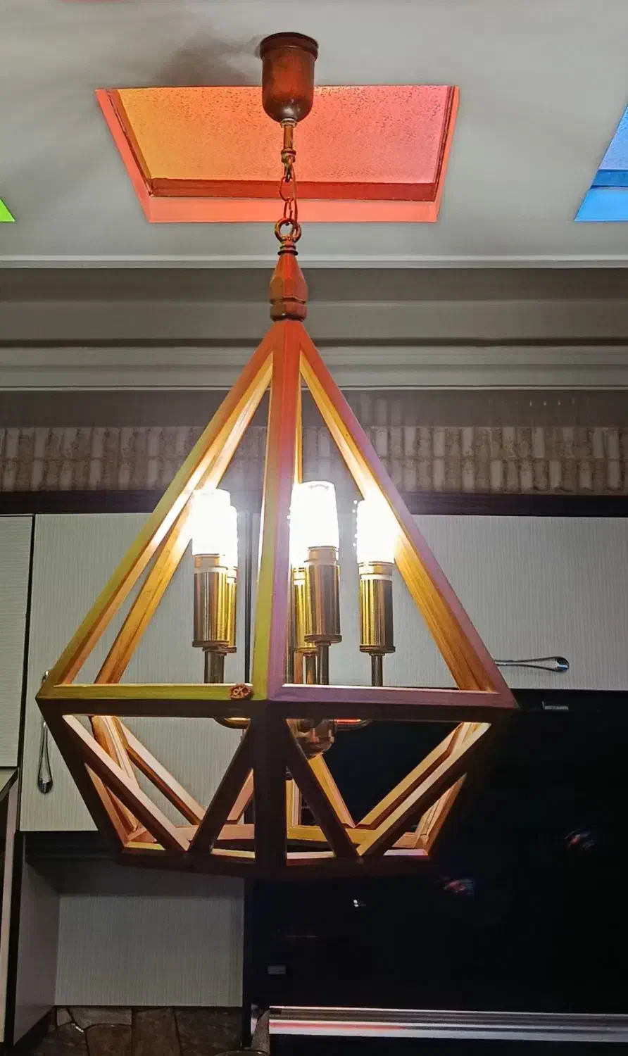 لوستر چوبی|لوستر و چراغ آویز|ازنا, |دیوار