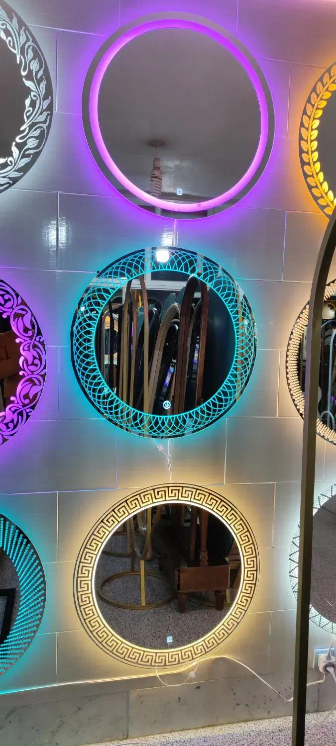 آینه های رینگلایت دار دایره ای لمسی بکلایت طرحدار|آینه|ارومیه, |دیوار