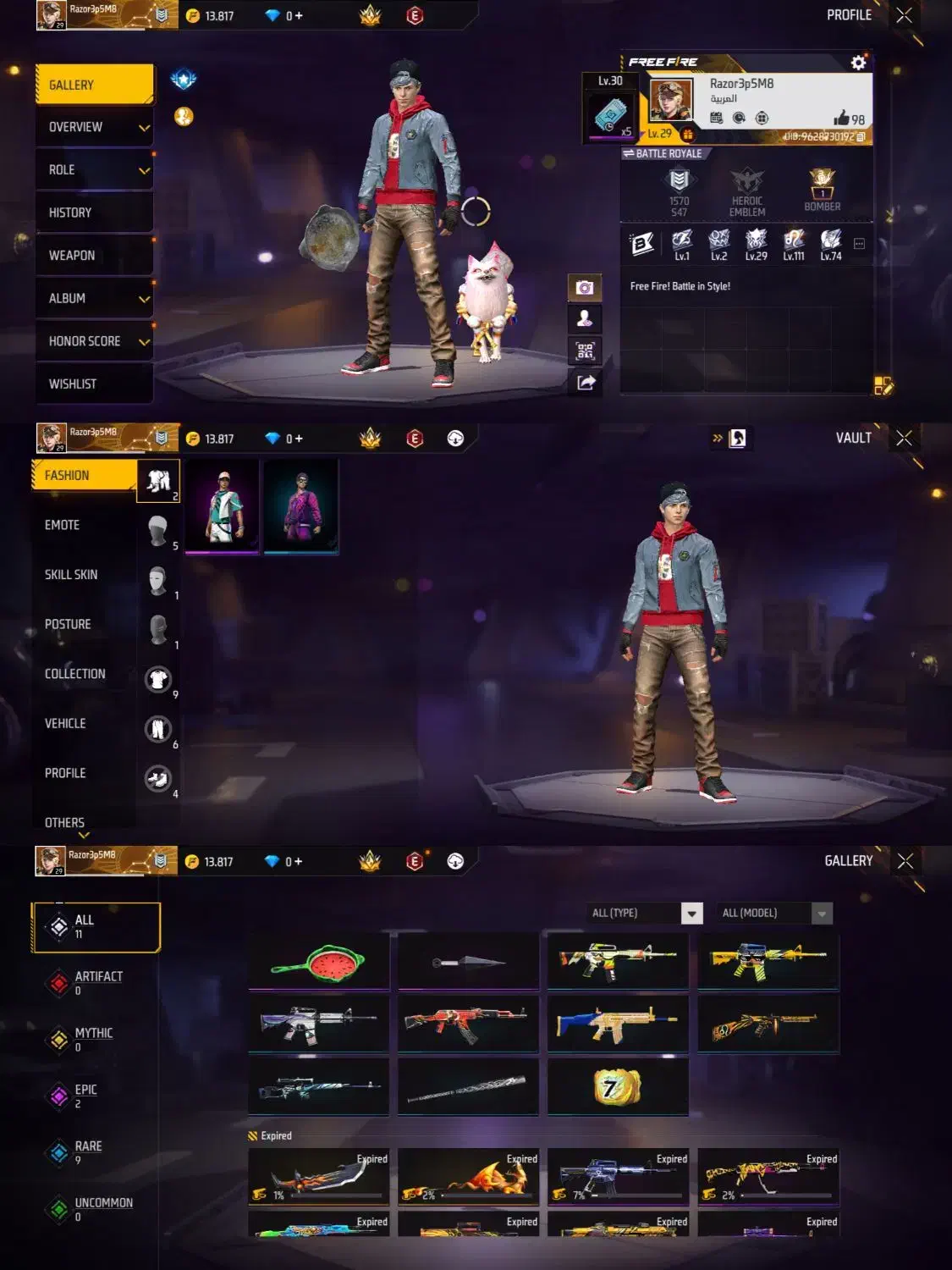 اکانت فیری فایر لول 29|کنسول، بازی ویدئویی و آنلاین|تهران, اوقاف|دیوار