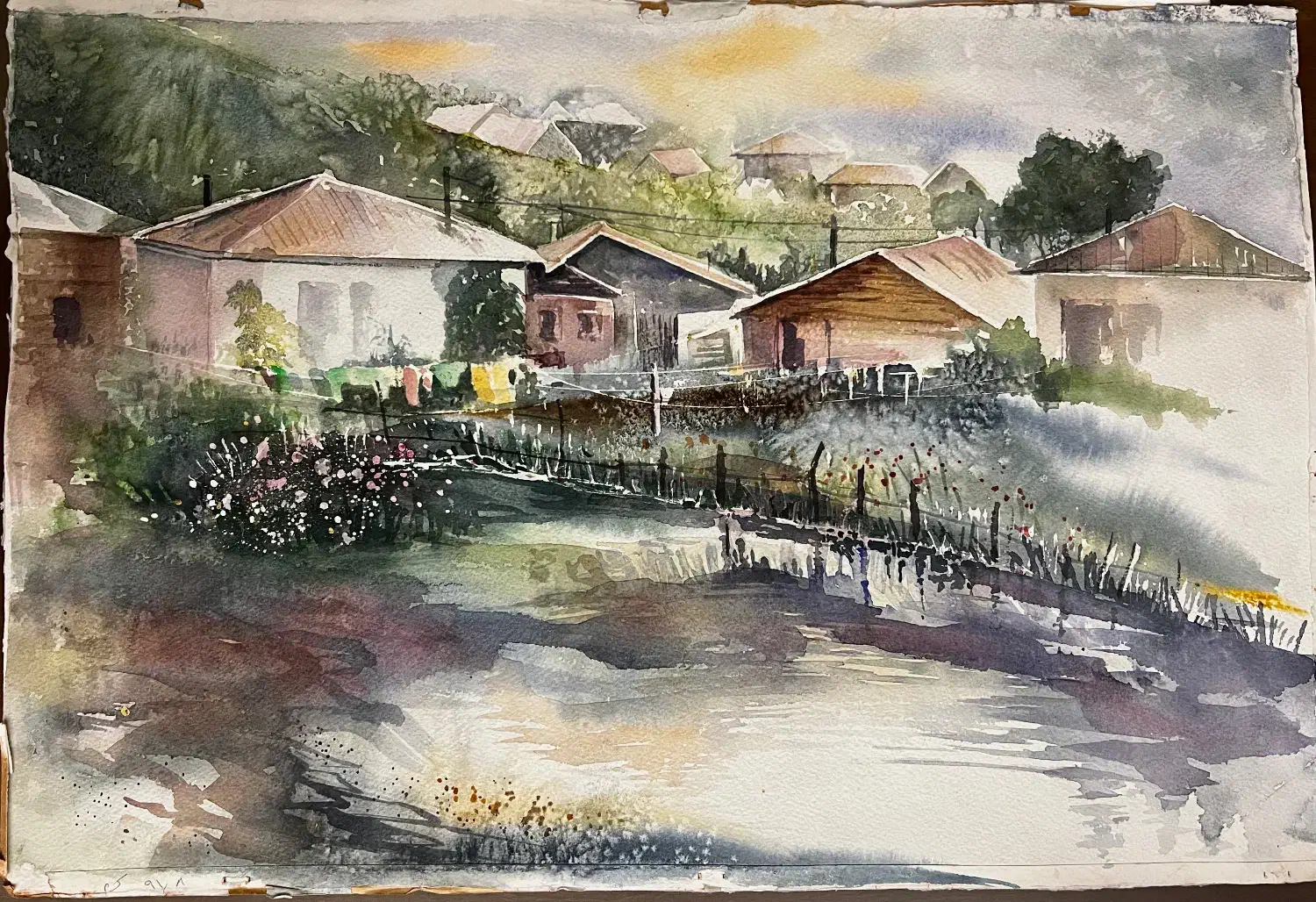 نقاشی آبرنگ منظره|تابلو، نقاشی، عکس|تهران, شهرک غرب|دیوار