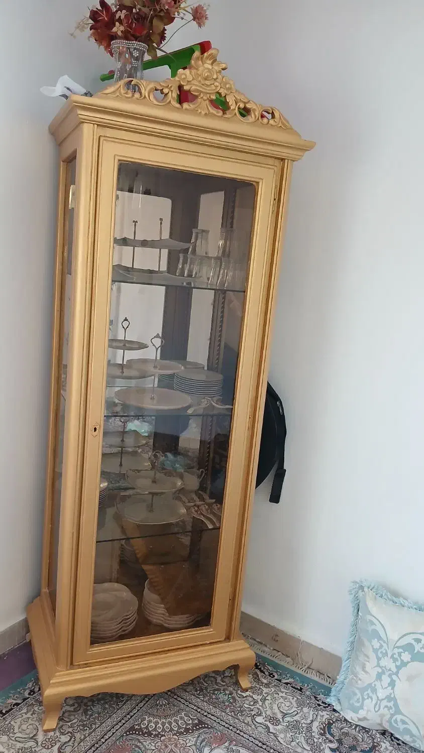 بوفه طلایی سلطنتی چوب راش|بوفه، ویترین، کنسول|قشم, |دیوار