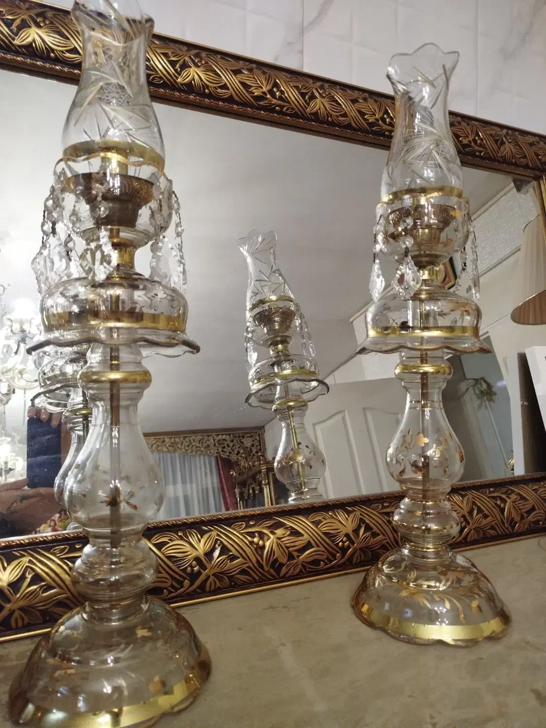 شمعدان طلاکوب|لوستر و چراغ آویز|تبریز, |دیوار