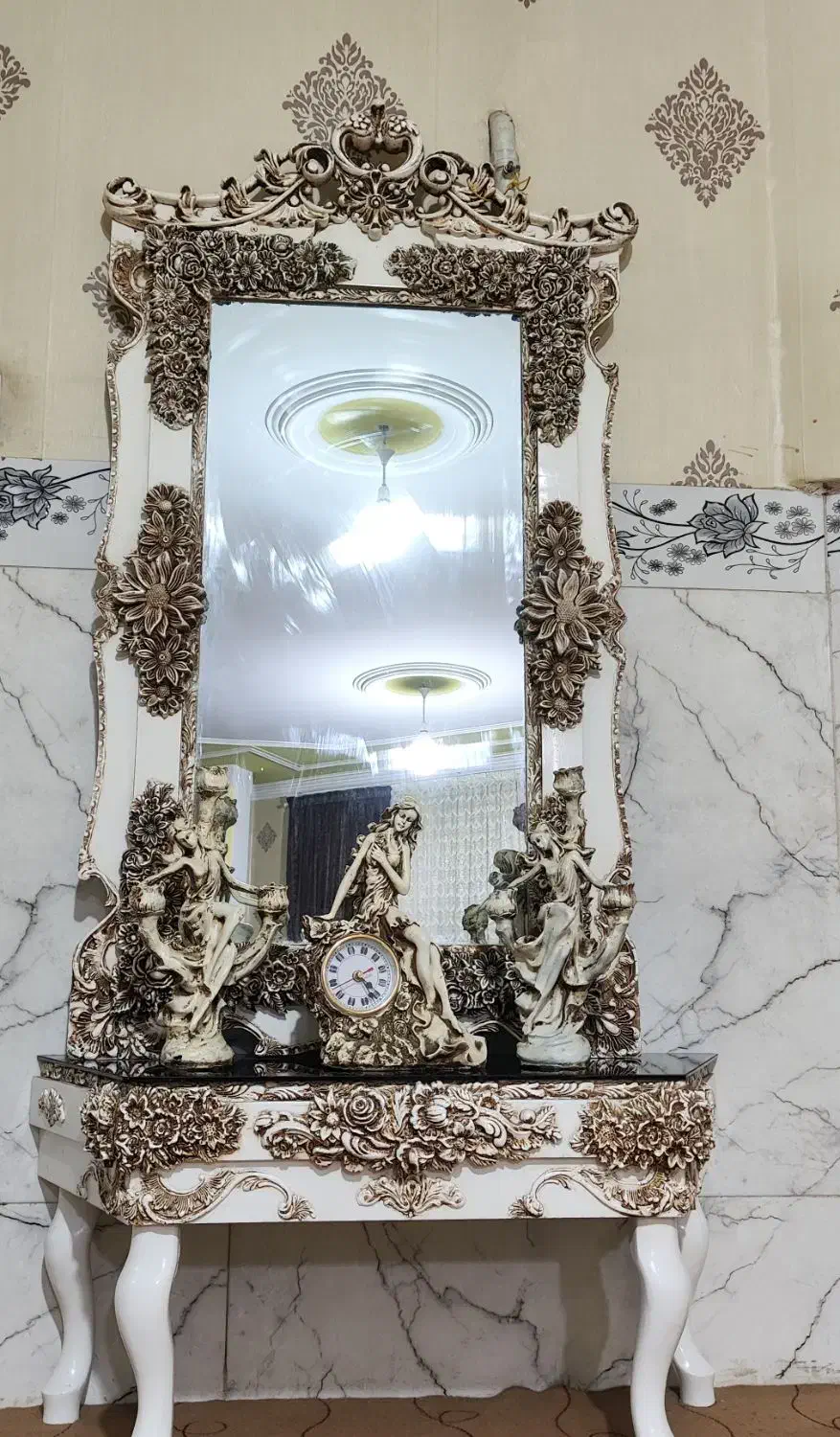 آینه شمعدون سلطنتی|بوفه، ویترین، کنسول|اسلام‌شهر, شهرک محمدیه|دیوار