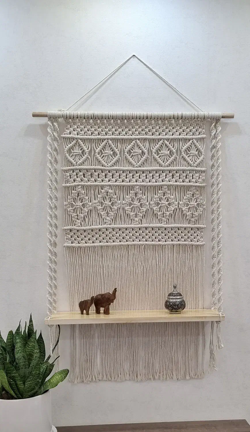 دیوارکوب شلف دار مکرومه|صنایع دستی و سایر لوازم تزئینی|بوکان, |دیوار