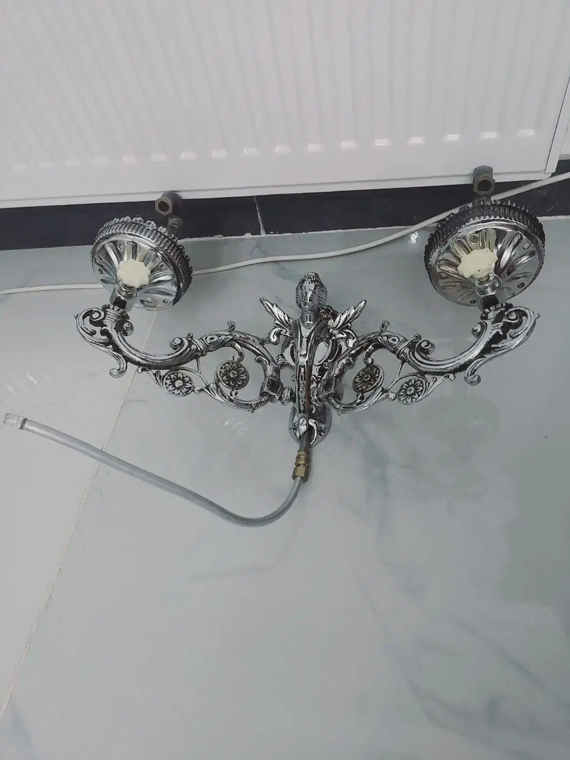 روشنایی برنز و شش عدد حباب لوستر|لوستر و چراغ آویز|تبریز, |دیوار