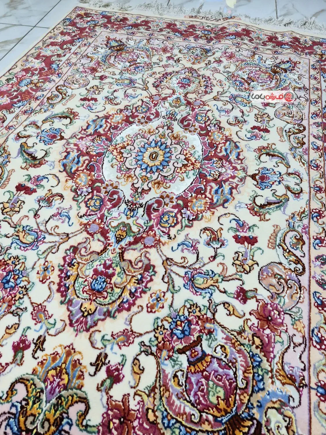 فرش دستباف خطیبی ۳ متری گلدانی کد ۳۲۰۸|فرش|تبریز, |دیوار