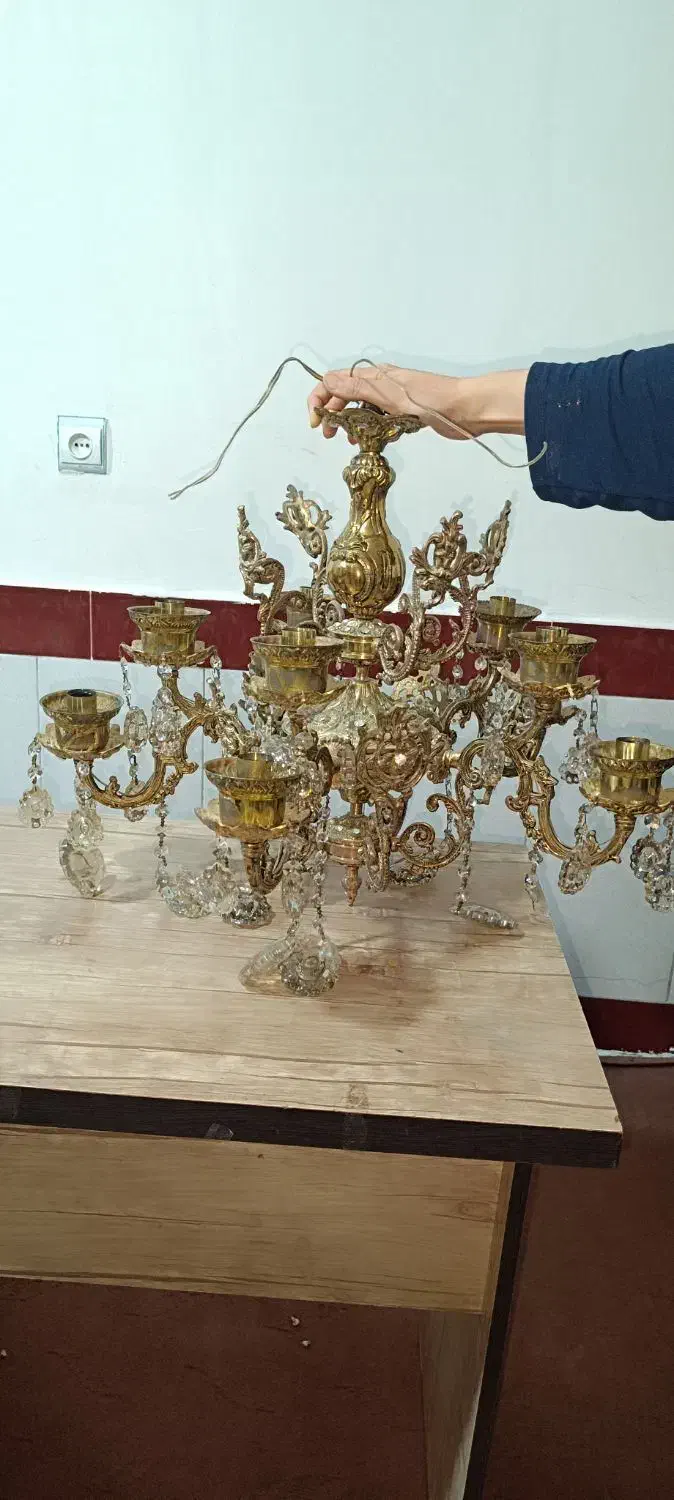 لوستر ۱۰شاخه برنز|لوستر و چراغ آویز|میاندوآب, |دیوار