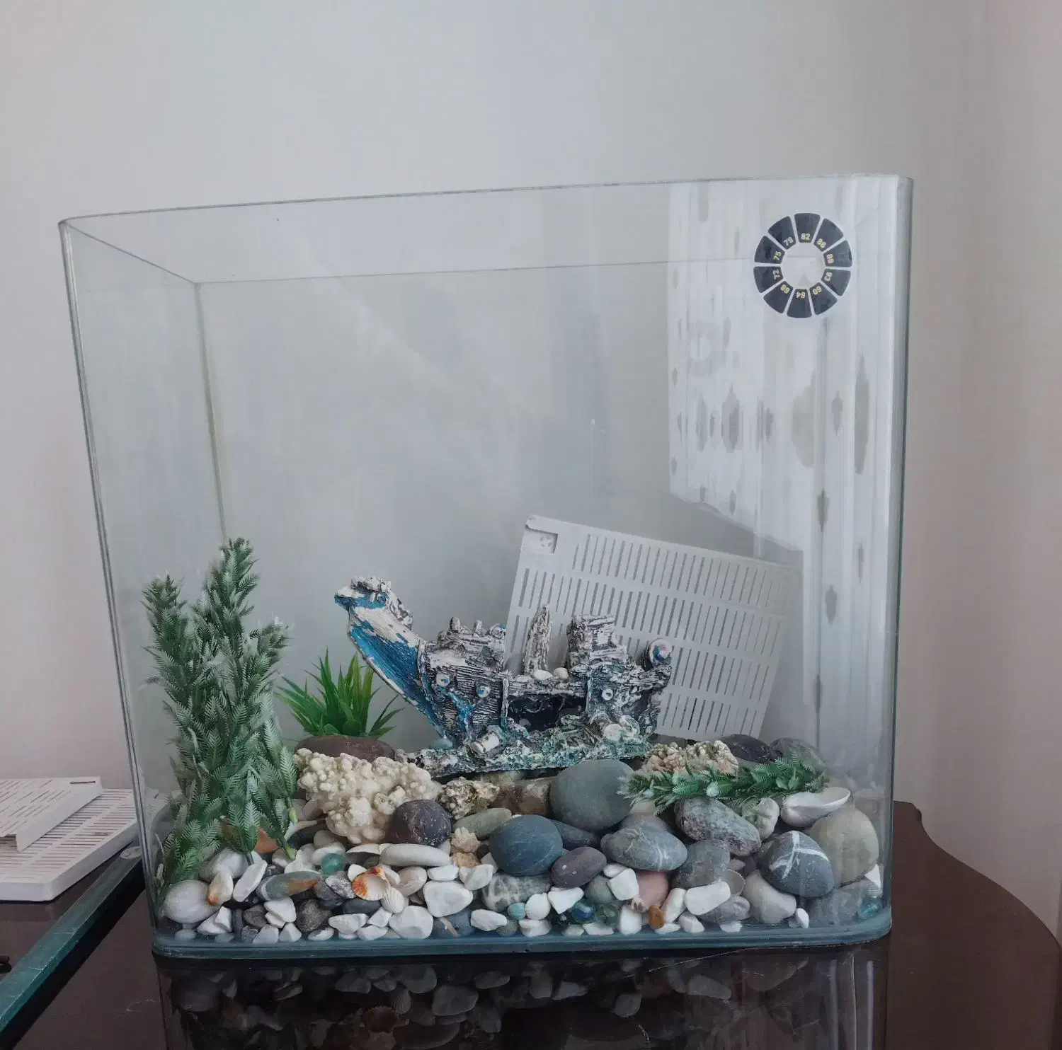 آکواریوم شیشه خم شرکتی با وسایل|ماهی|همدان, |دیوار