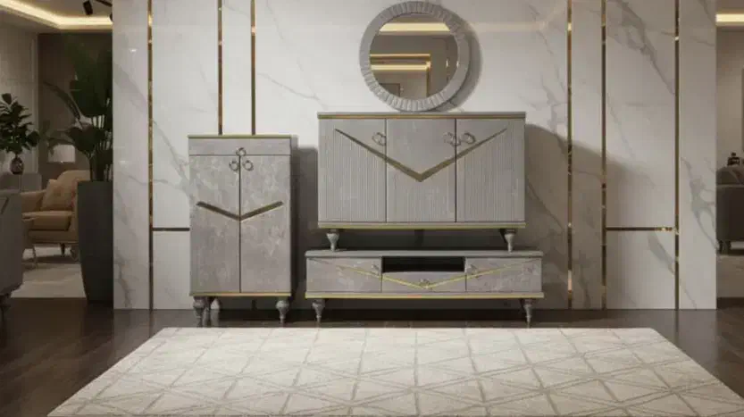 ست آیینه کنسول و جاکفشی و میز تیوی|جاکفشی، کمد، دراور|چهاردانگه (تهران), |دیوار