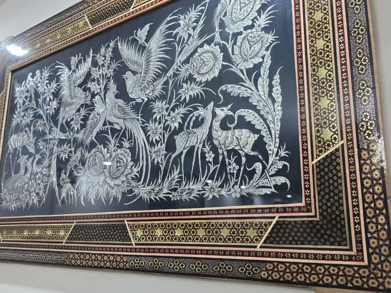 تابلو قلم زنی با قاب خاتم کاری|تابلو، نقاشی، عکس|تهران, ازگل|دیوار