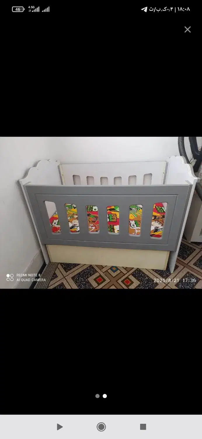 تخت خواب کودک گهواره ای|تخت و سرویس خواب|قم, قلعه کامکار|دیوار