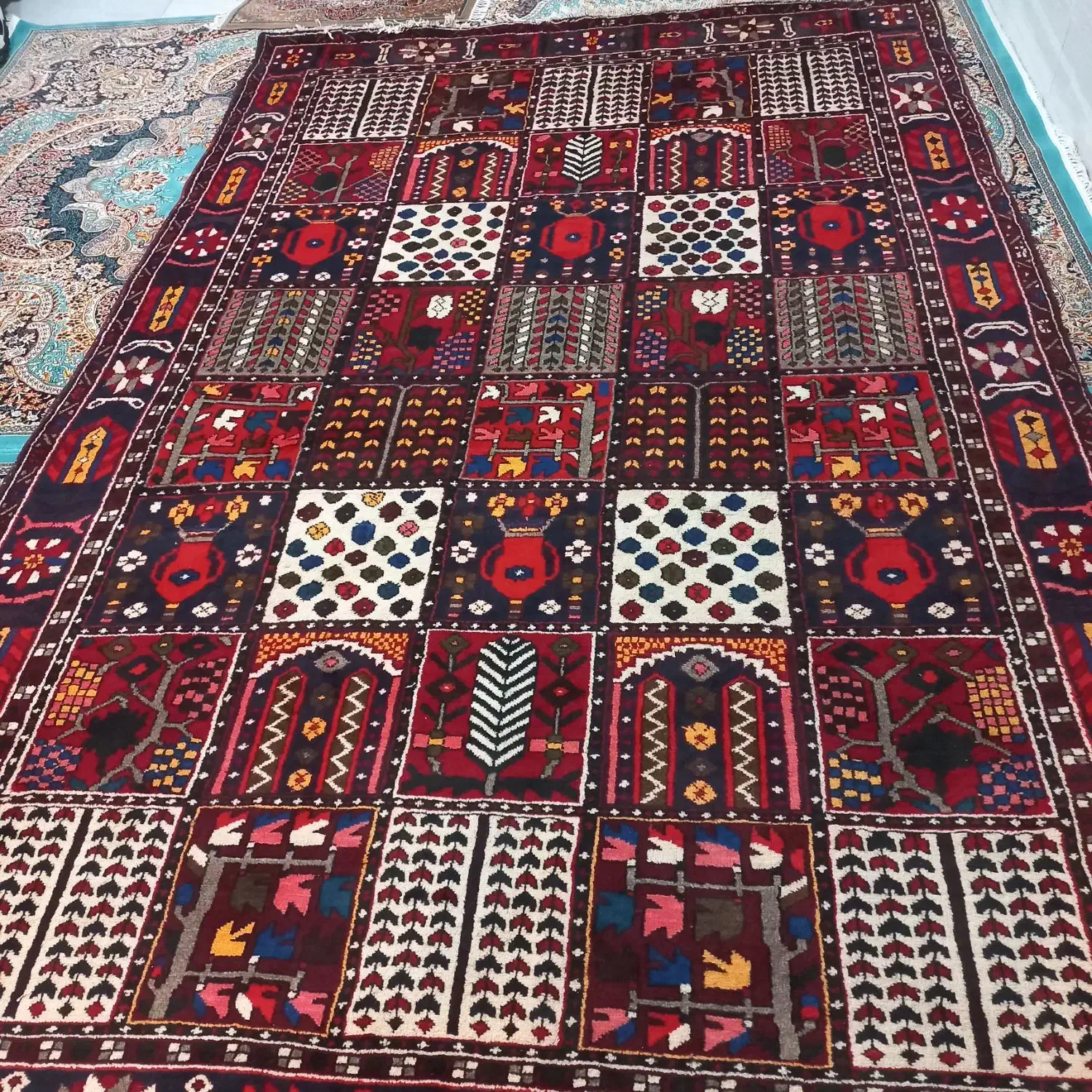 فرش ۶ متری خشتی بختیاری دستبافت|فرش|بومهن, |دیوار