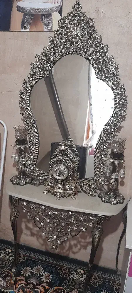 آینه و شمعدان طرح برنز|صنایع دستی و سایر لوازم تزئینی|صحنه, |دیوار