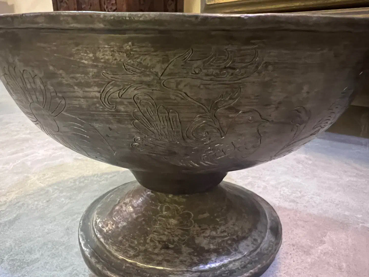 ظرف میوه خوری مسی خیلی عتیقه بامهر|کلکسیون اشیاء عتیقه|کیش, |دیوار