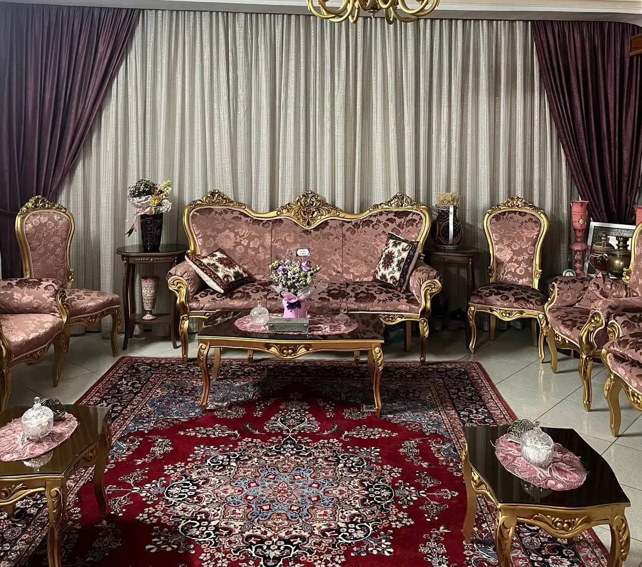 پرده پذیرایی با دسته مخمل شانل|پرده، رانر، رومیزی|مشهد, آزادشهر|دیوار