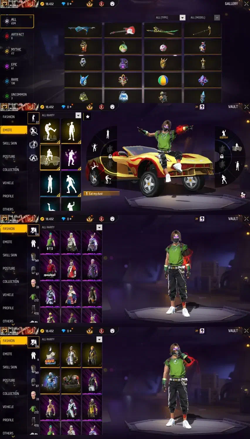 اکانت فری فایر|کنسول، بازی ویدئویی و آنلاین|شیراز, میرزاکوچک خان|دیوار