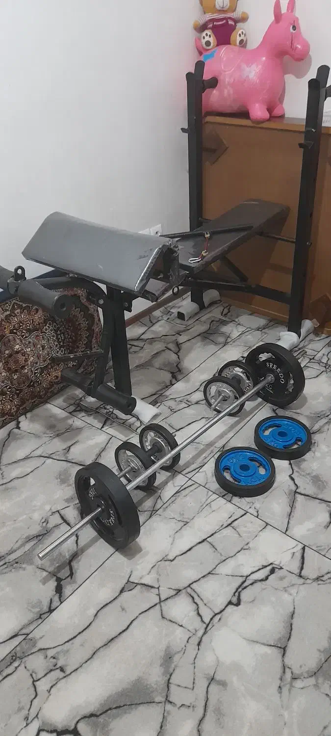 دستگاه چندکاره بدنسازی با دمبل و هالتی|تجهیزات ورزشی|گوگان, |دیوار