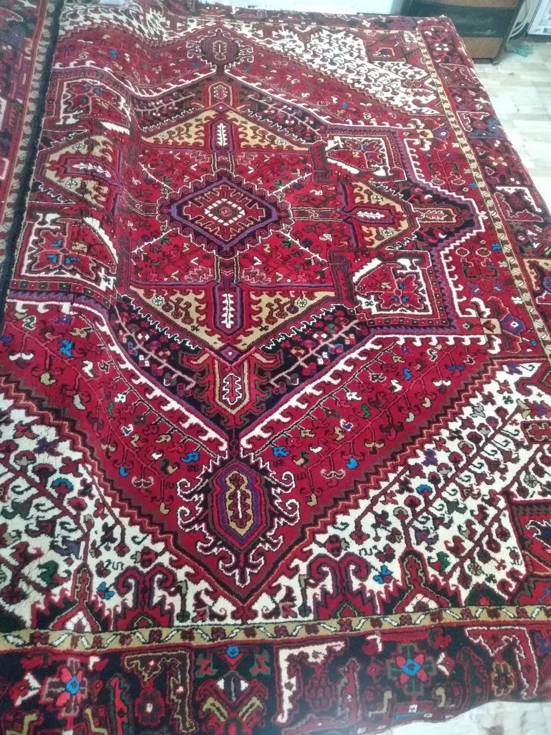 فرش دستباف جفت 12متری انگشت بافت|فرش|هریس, |دیوار