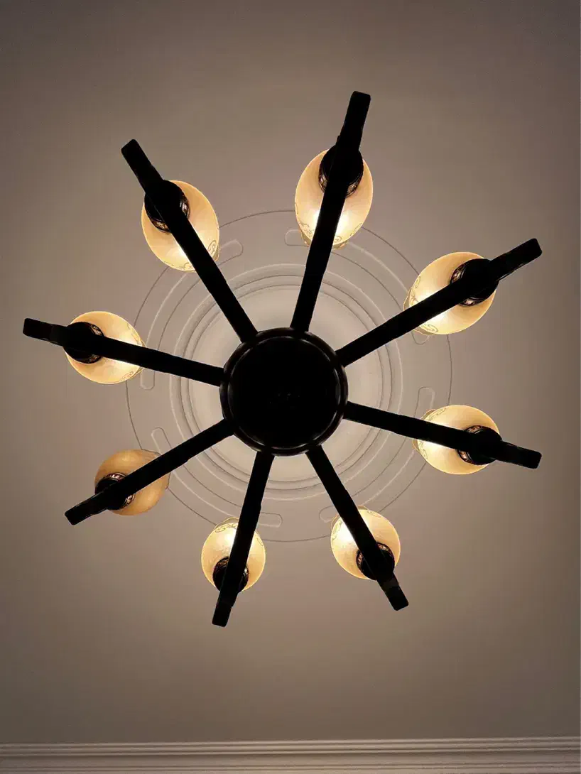 لوستر چوبی هشت شاخه|لوستر و چراغ آویز|تهران, آهنگ|دیوار