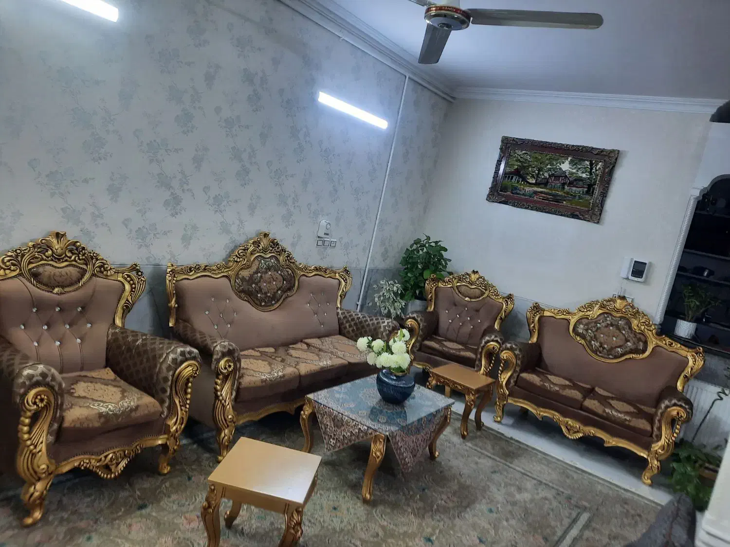 یک دست مبل 7نفره سلطنتی باجلومبلی|مبلمان خانگی و میز عسلی|یزد, |دیوار