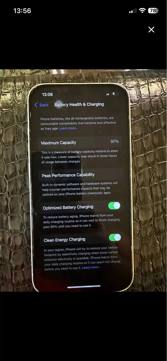 آیفون ۱۳ نرمال باطری ۹۷|موبایل|شیراز, قدوسی غربی|دیوار
