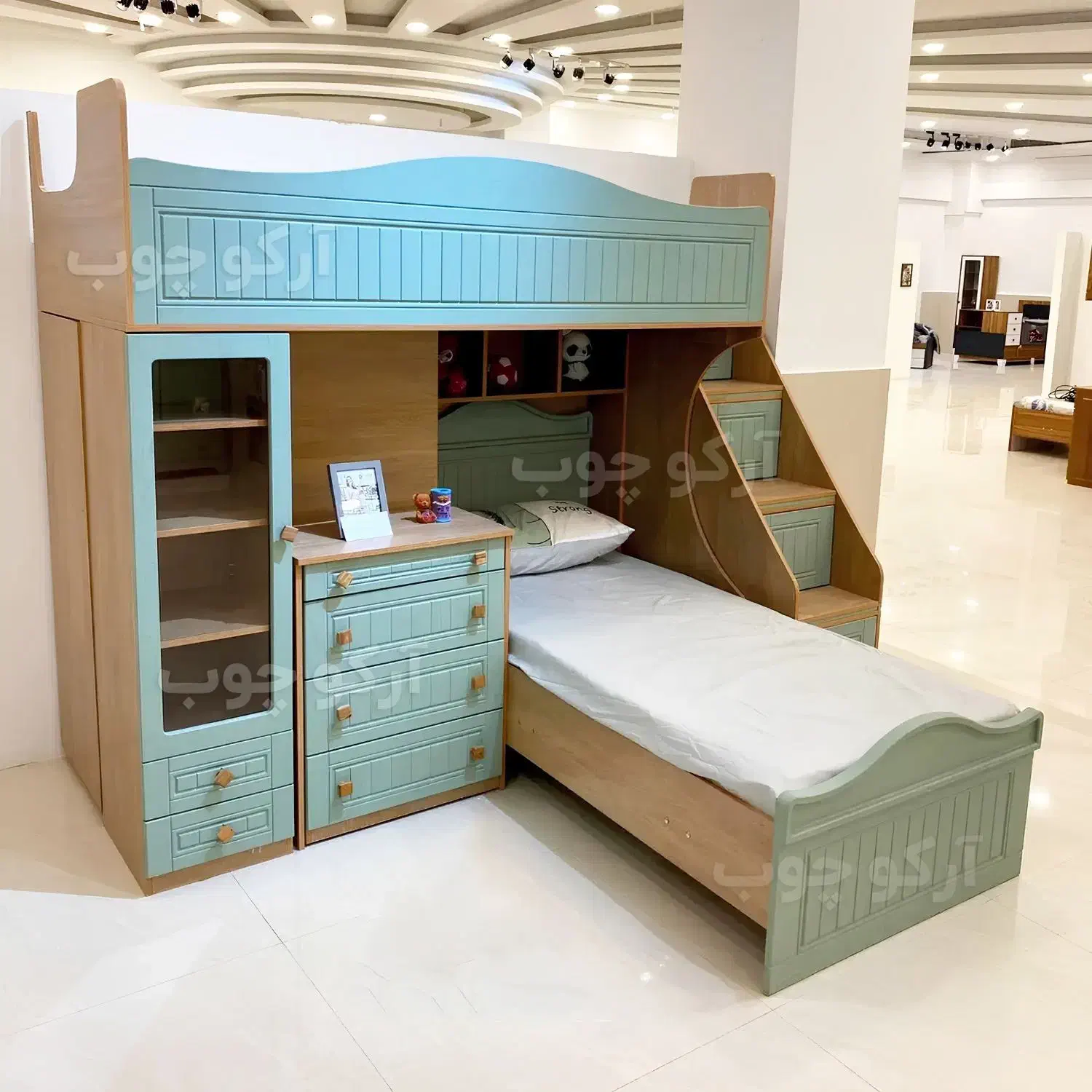 سرویس مجموعه تخت دوطبقه آیسان دراورویترین میزتحریر|تخت و سرویس خواب|تهران, شهرک شریفی|دیوار