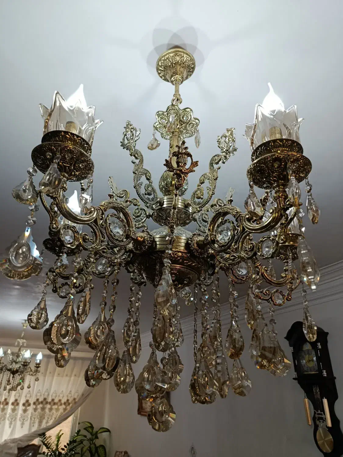 لوستر ۵ شعله اصل برنز|لوستر و چراغ آویز|قزوین, |دیوار