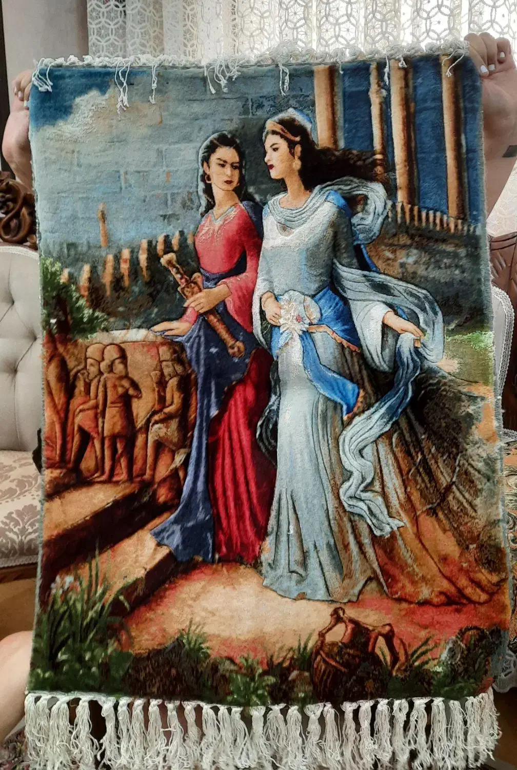 تابلو فرش دستبافت ملکه ماندانا|تابلو فرش|قدس, شهر‌قدس|دیوار