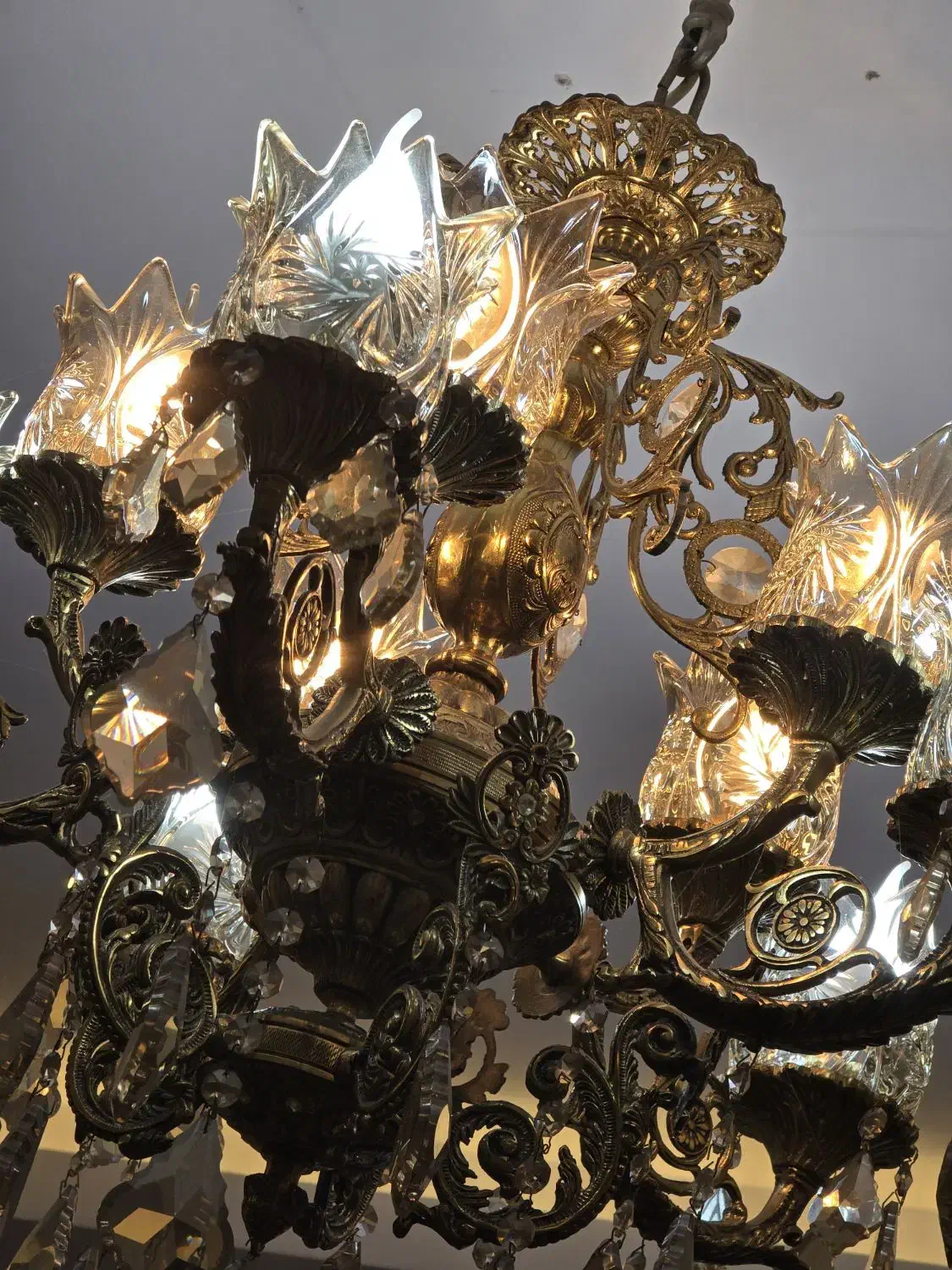 فروش لوستربرنج کریستال ،ده شعله|لوستر و چراغ آویز|رشت, کاکتوس|دیوار