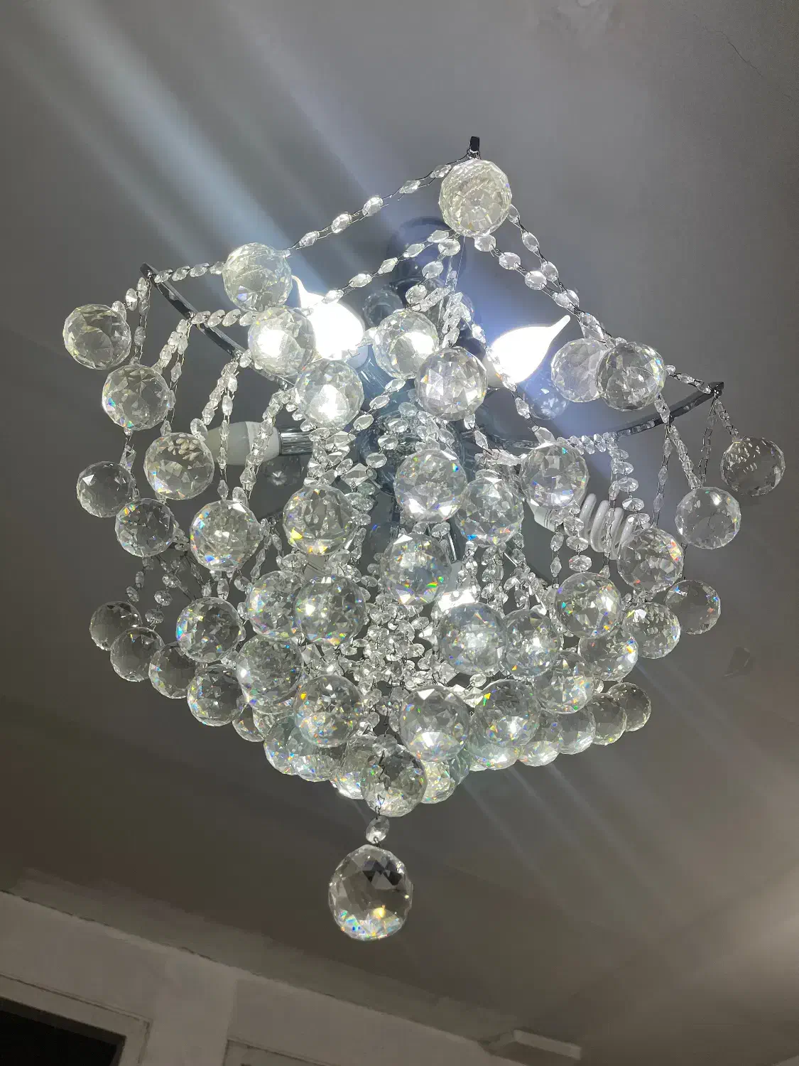 لوستر کریستال ۶ شاخه استیل|لوستر و چراغ آویز|اراک, |دیوار