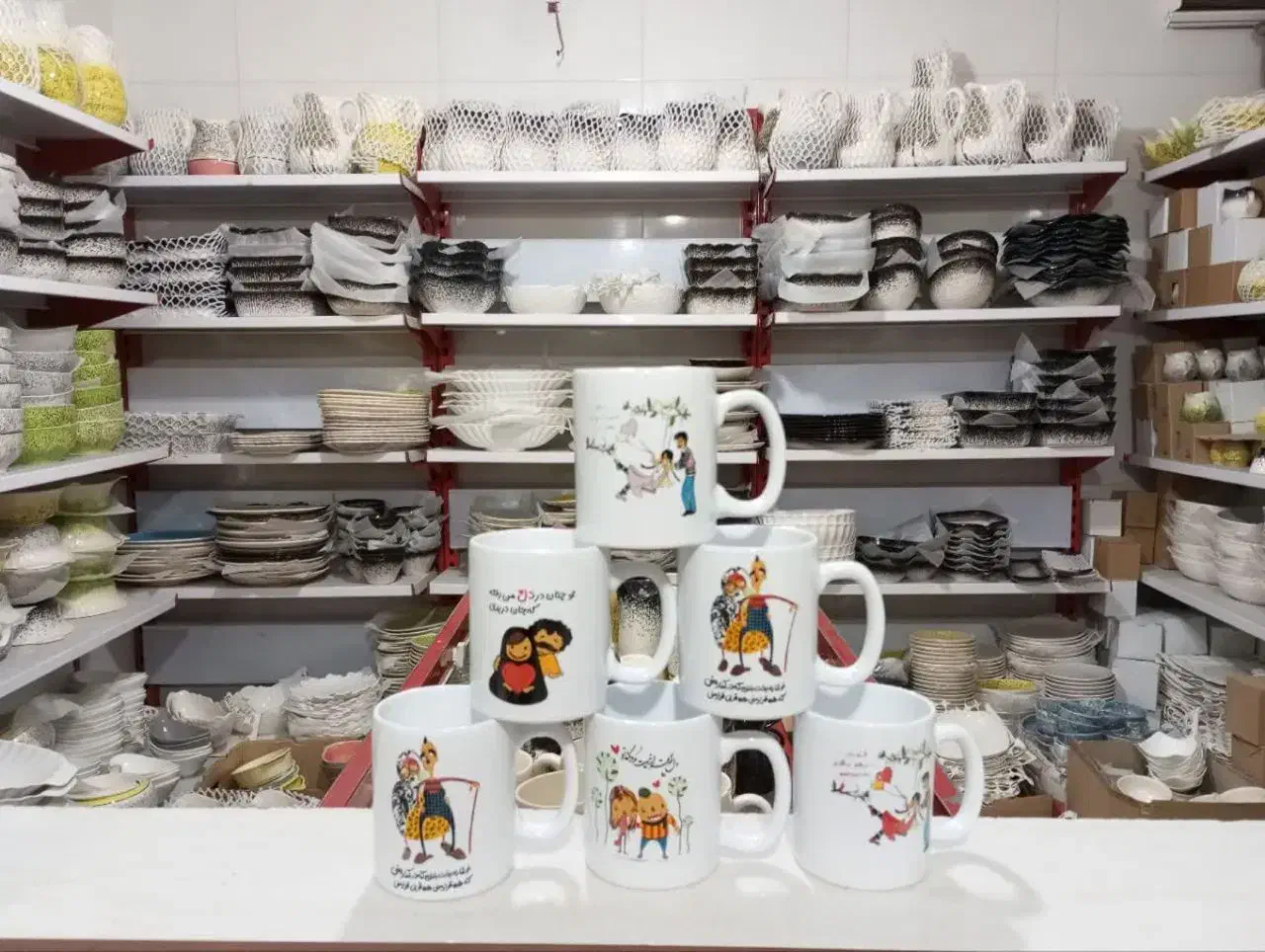 ماگ طرح لاو شکرستان دختر لیوان سرامیکی چینی|ظروف سرو و پذیرایی|قم, باغ شریفی|دیوار