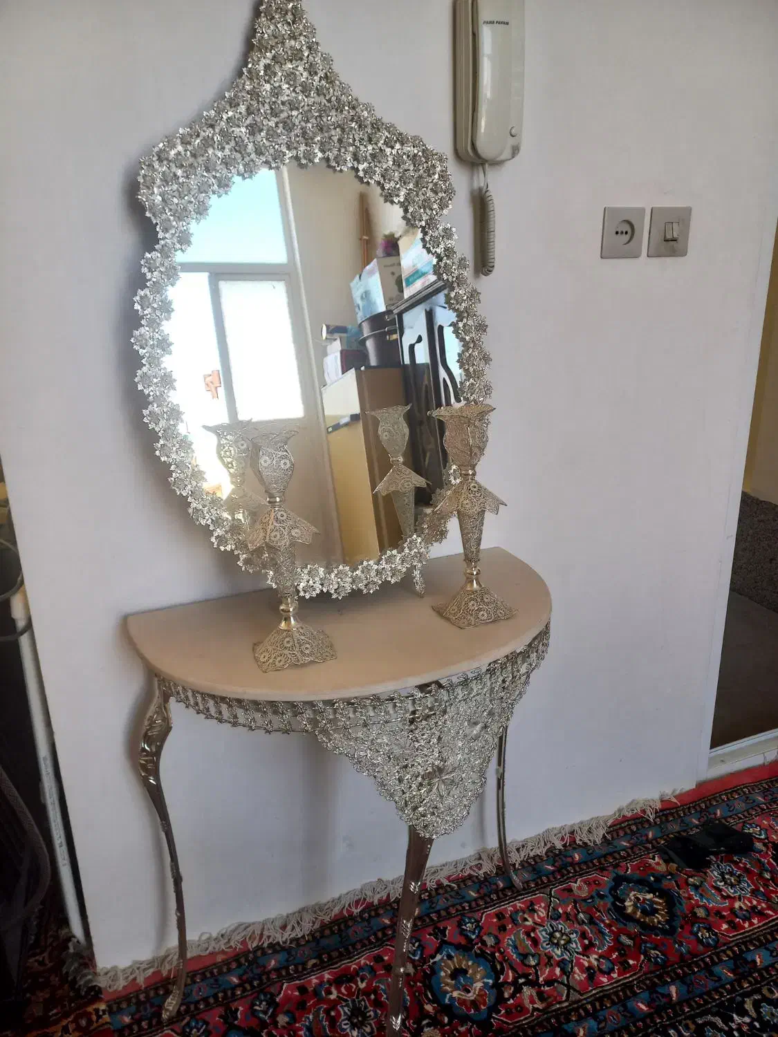 اینه شمعدان عروس|صنایع دستی و سایر لوازم تزئینی|خوی, |دیوار