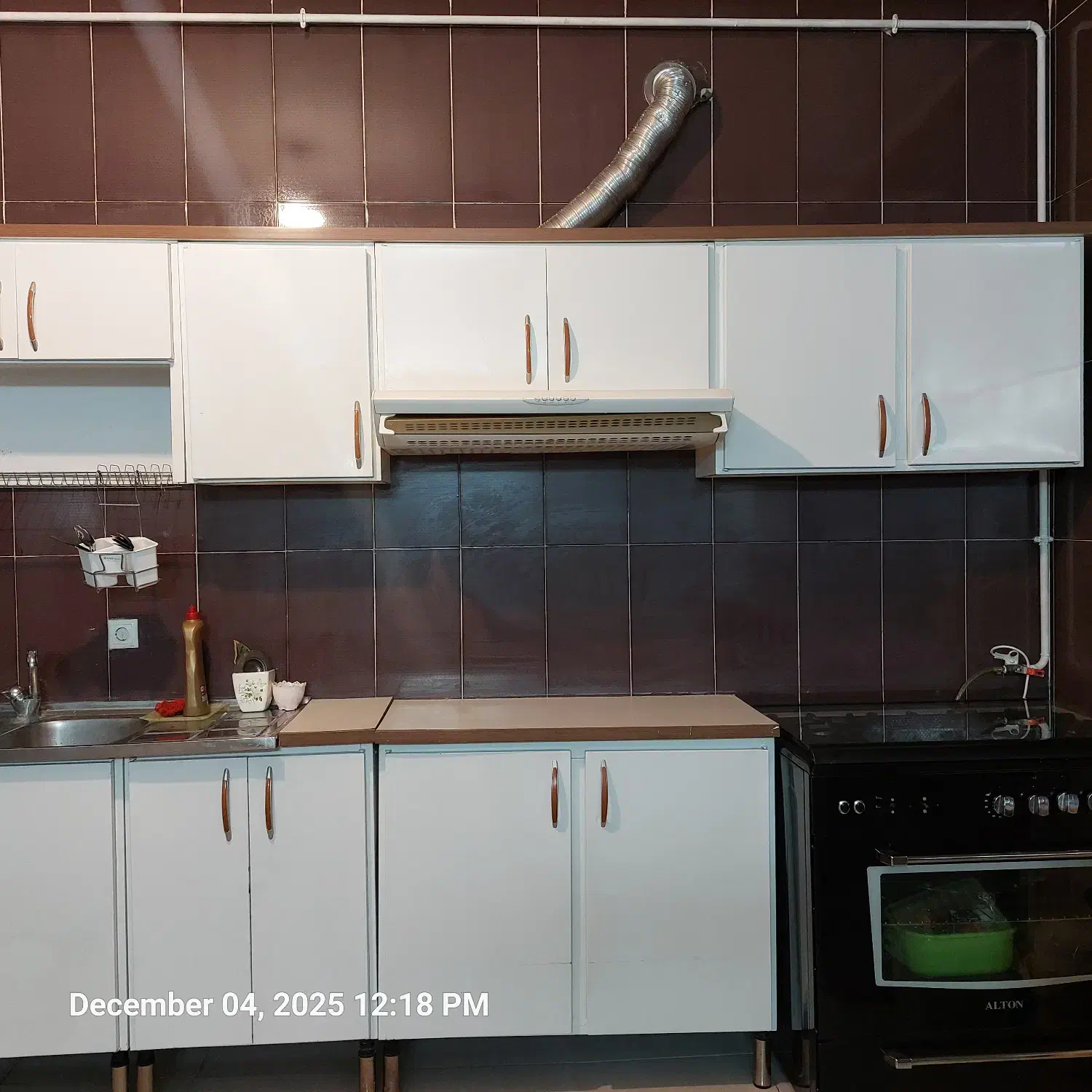 کابینت فلزی همراه آبچکان  و هود وسینک ظرفشویی|آب‌چکان و نظم‌دهنده ظروف|زنجان, |دیوار